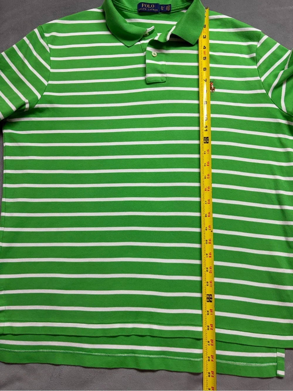 Polo Ralph Lauren Polo Shirt Mens XL Green White Striped Multicolor Pony Logo